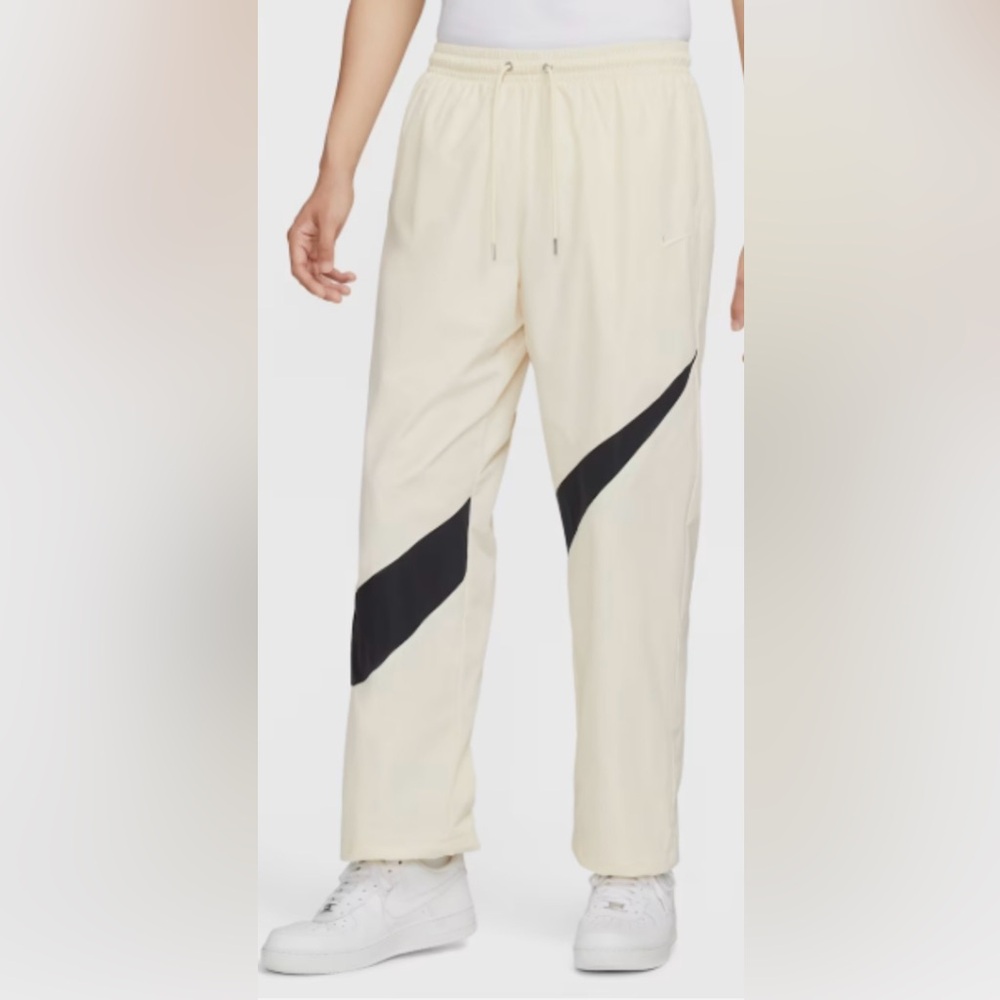 Nike Swoosh Men’s Woven Pants Coconut Milk/ Black Sz Medium